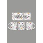 Fizello Yabani Çiçekler Temalı Kupa, 330 ml, Beyaz, Seramik FIZELLO-MUG-wildflower-116