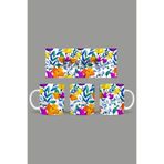Fizello Yabani Çiçekler Temalı Kupa, 330 ml, Beyaz, Seramik FIZELLO-MUG-wildflower-118