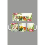 Fizello Yabani Çiçekler Temalı Kupa, 330 ml, Beyaz, Seramik FIZELLO-MUG-wildflower-73 FIZELLO-MUG-wildflower-73