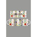 Fizello Yabani Çiçekler Temalı Kupa, 330 ml, Beyaz, Seramik FIZELLO-MUG-wildflower-83 FIZELLO-MUG-wildflower-83