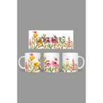 Fizello Yabani Çiçekler Temalı Kupa, 330 ml, Beyaz, Seramik FIZELLO-MUG-wildflower-86 FIZELLO-MUG-wildflower-86