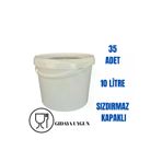 FİZYOMEDİKA GTKOVA010 10 Lt Plastik Kapaklı Kova Hobi Boya Gıda Yoğurt Kovası Beyaz - 35 Adet