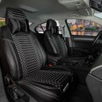 Fk Group Mazda Lantis Uyumlu Lüks Deri Oto Koltuk Kılıfı Ön/Arka Set Exclusıve Siyah-Beyaz