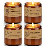 FKJOL Ev Kokulu Mumlar, 4'lü Paket 28 oz Kadınlar için Mum Hediyeleri, Büyük Soya Kokulu Mumlar, Lavanta Taze Gül Uzun Ömürlü Aromaterapi Amber Mum Seti Kadın Erkek Doğum Günü Şükran Günü Noel için