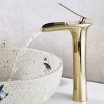 FKN Şelale Pvd Gold Aç Kapa Altın Çanak Lavabo Bataryası