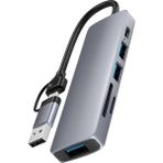 Flagen 5 In 1 Macbook Android Uyumlu Type-C To 3x USB 3.0 SD Tf Kart Okuyucu Çevirici Adaptör