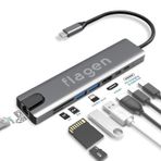 Flagen Macbook Pro Air Usb Type-C Hub Dönüştürücü Çevirici Çoklayıcı Usb Hdmı Micro Sd 8 Girişli