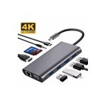 FLAGEN Macbook Uyumlu Type-c To 4* Usb 3.0 4k 1080p Hd Hdmı Vga Rj45 Pd Aux Ses Sd Tf Kart 11ın1 Çevirici