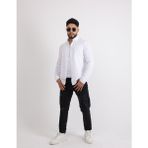Flam Keten Slim Fit Spor ve Şık Erkek Gömlek - XL - Beyaz