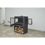 Flame Stove FS-042YKST Retro Lüx 3 Camlı Yan Kapaklı Odunluklu Döküm Soba