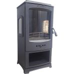 Flame Stove FS-206YK Lodi Lüx Yan Kapaklı 3 Camlı Odun Hazneli Soba (Füme)