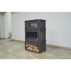 Flamestove FS-044 St Retro Dik Tek Camlı Odunluklu Kuzineli Döküm Soba