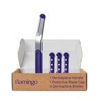 Flamingo Dermaplane Tıraş Bıçağı Seti, Bıçak Kapaklı 1 Dermaplane Kolu ve 4 Doldurulabilir Jilet İçerir
