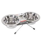 Flamingo Kedi ve Küçük Irk Köpek Duo Dinner İkili Çelik 13 cm 380 ml Mama Kabı