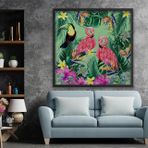 Flamingo Yağlı Boya Dokulu Tablo, Ahşap, 80X80