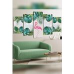 Flamingo Yeşil Doğa 5 Parça Kanvas - Canvas Tablo