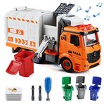 Flanney Çöp Kamyonu Oyuncaklar, Işık ve Ses ile DIY Gerçekçi Geri Dönüşüm Çöp Kamyon Oyuncak, 4 Çöp Kutuları, Hediyeler 3 4 5 6 7 8 Yaşındaki Erkek Kız Çocuklar için Hediyeler