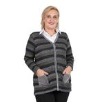 Flaş Triko Kadın Çizgili Hırka 3329107 Haki 2