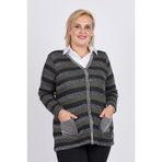 Flaş Triko Kadın Çizgili Hırka 3329107 Haki