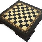 Flat Ayaklı Ahşap Satranç Tablası Küçük Siyah 35X35cm