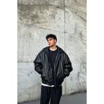 Flaw 90's Vintage Kalıp Siyah Deri Mont