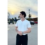 Flaw Wear Basic Bisiklet Yaka Ekru Triko Tişört