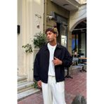 Flaw Wear Gömlek Yaka Bomber İnce Ceket Siyah