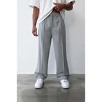 Flaw Wear Pileli Baggy Fit Kumaş Gri Pantolon