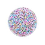 Flea Market 25Gr Yassı Beyaz Üzeri Karışık Renkli Sembollu Basık 4X7Mm Boncuk,Yıldız,Ay,Kalp,Çiçek (~200 Adet)