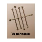 Flea Market 35 Cm Ham Işlenmemiş Boncuklu Ahşap Çubuk - (4 Takım)