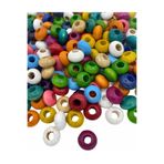 Flea Market Ahşap Boncuk, 8X16Mm Basık Rondela Model Karışık Renkli Tahta, Ahşap Burger Boncuk - 50 Adet