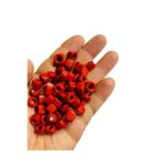 Flea Market Kırmızı - Kare Cam Boncuk - Takı Boncuğu - (10Mm - 15 Adet)