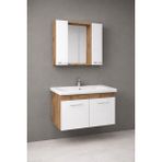Fleko Banyo Dolabı- Etejerli Lavabo- Hilton Set-Etejerli Banyo Dolabı - Beyaz - Ahşap