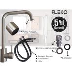 Fleko Inox Mutfak Eviye Bataryası. Mutfak Musluğu Tek Gövde Pirin