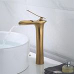 Fleko Şelale Model Çanak Lavabo Bataryası, Açılır Kapanır, Sıcak ve Soğuk Su (Eskitme Gold Yüksek Model)