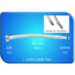 Flex Celık Batarya Baglantı 50 Cm 3/8 Uc Erkek Uc Su Hortumu