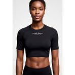 Flex Premium Gotik Model 2 Siyah Kısa Kol Compression Kadın Crop T-Shirt Spor Büstiyer Bluz Yoga Pilates - S - M - 0 Siyah