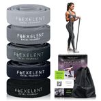Flexelent Çekme için Direnç Bantları, Kuvvet Antrenmanı, Egzersiz, Spor Salonu ve Ev Egzersizleri için Uzun Direnç Bantları, Fitness, Germe, Fizik Tedavi için Dayanıklı Egzersiz Bantları (Gri-Siyah