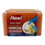 Flexi Akıllı Çift Taraflı Mercan Sünger 3'lü Avantaj Paketi - Sıcak Suda Yumuşayan Elastik Bulaşık Süngeri