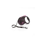 Flexi Black Design Şerit Otomatik Pembe Siyah 5 mt Medium Köpek Gezdirme Tasması