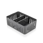 Flexi Kare Organizer Çok Amaçlı Masaüstü Dolap Düzenleyici, Gri, 24.5 x 16 x 8 cm, Bölmeli Tasarım, Makyaj Takı Ofis Mutfak için