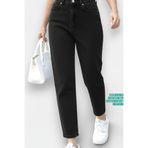 FlexiFit Yüksek Bel Mom Boyfriend Kadın Jean Pantolon | Rahat Kalıp | Denim | SİYAH
