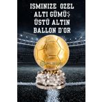 FLEXIS WE MAKE IT POSSIBLE FOR YOU İSMİNİZE ÖZEL FIFA BALLON D'OR MAKETİ 15 CM HEDİYELİK GOLD KAPLAMA FUTBOL