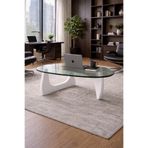 FLEXON Modern Elips Asimetrik Orta Sehpa ◆ Geometrik Tasarım ◆ Cam Yüzey ◆ Beyaz Model