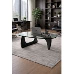 FLEXON Modern Elips Asimetrik Orta Sehpa ◆ Geometrik Tasarım ◆ Cam Yüzey ◆ Siyah Model