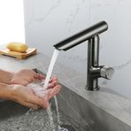 Flextail Modern Black Mat Siyah Tezgah Üstü Lavabo Bataryası Özel Tasarım Döner Banyo Lavabo Bataryası