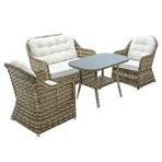 Flexy Radiance | Rehome Rattan Bahçe Oturma Grubu | 2+1+1+ Sehpa Kahverengi