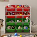 Flinder 12 Sepetli Çok Amaçlı Oyuncak Dolabı Montessori Dolap - Kırmızı - Yeşil
