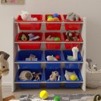 Flinder 12 Sepetli Çok Amaçlı Oyuncak Dolabı Montessori Dolap - Renkli