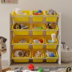 Flinder 12 Sepetli Çok Amaçlı Oyuncak Dolabı Montessori Dolap - Sarı